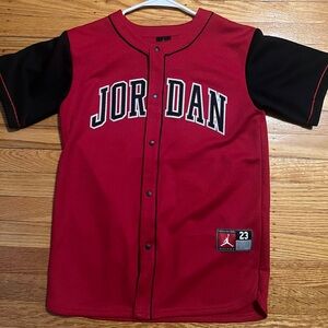 Jordan Red and Black Button-Up Jersey youth size L NWOT
